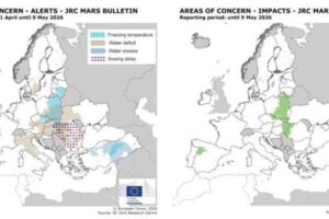 El déficit hídrico y las heladas tardías recortan las previsiones de los cultivos europeos